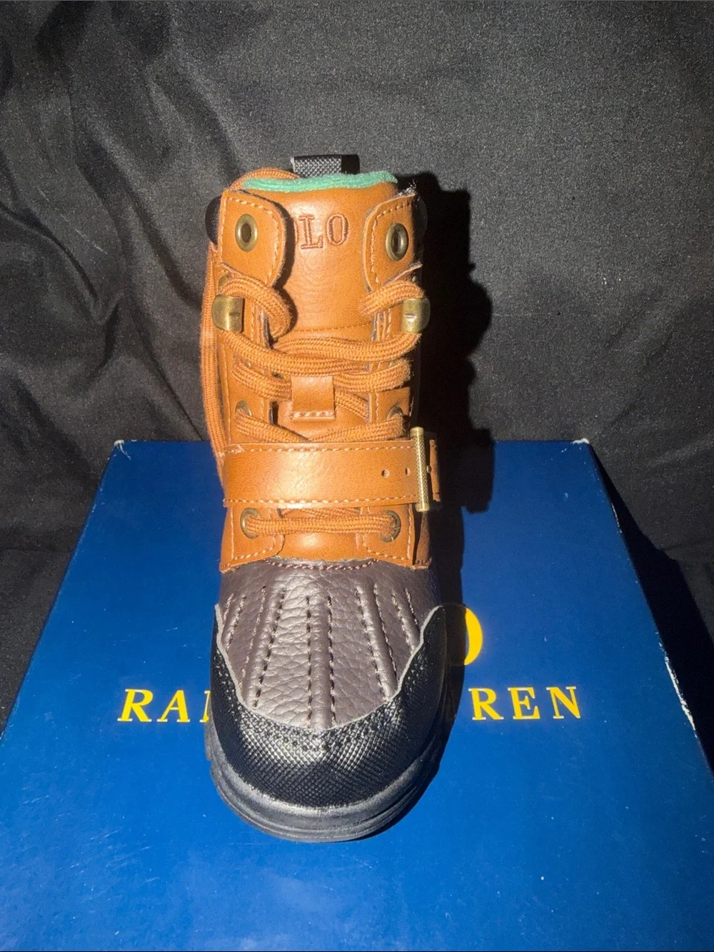 Polo by Ralph Lauren Kids Two-Tone Brown and Black Lace-Up Boots